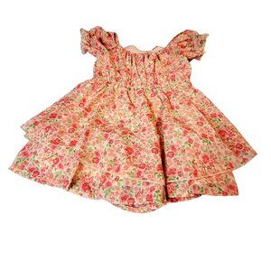 Floral Ruffle Sleeve Tiered Dress Size XS (4/5) By Renzi Multicolor Polyester